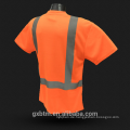 Hohes Sichtbarkeits-Orange / Gelb 100% Polyester Birdseye-kundenspezifisches Logo ANSI 107 reflektierendes Sicherheitst-shirt mit reflektierendem Band